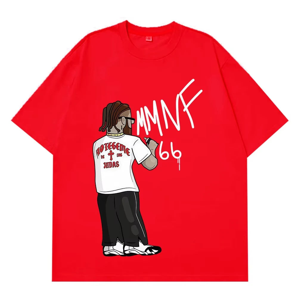 Rapper Hades66 Fashion Print T-shirt Men Women Hip-hop Vintage T-shirts Short-sleeved Top Casual Aesthetic Trend T-shirts