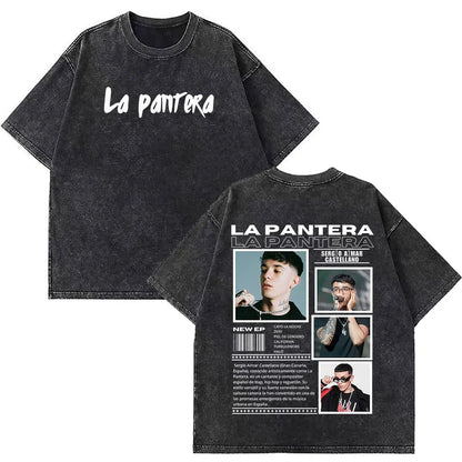 Rapper La Panter Lucho Rk Fashion Graphics Tees Men Women Casual T-shirt Short-sleeved Aesthetic Hip-hop Vintage Washed T-shirts