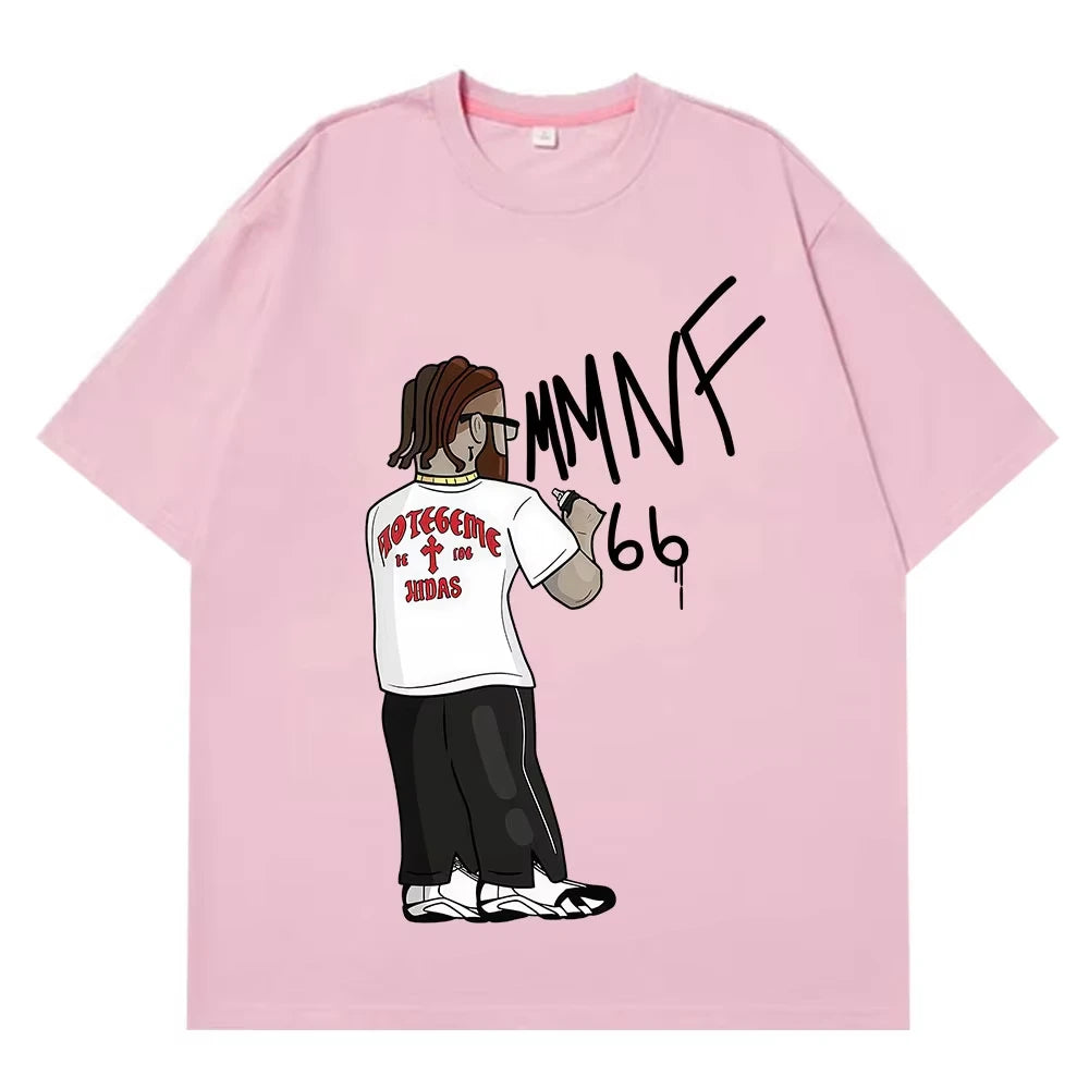 Rapper Hades66 Fashion Print T-shirt Men Women Hip-hop Vintage T-shirts Short-sleeved Top Casual Aesthetic Trend T-shirts