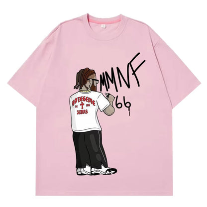 Rapper Hades66 Fashion Print T-shirt Men Women Hip-hop Vintage T-shirts Short-sleeved Top Casual Aesthetic Trend T-shirts