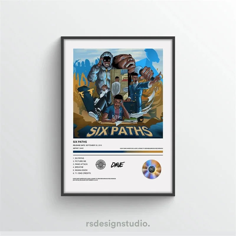 Pop Rapper Music Album Cover DAVE Poster Aesthetic Hip Hop Rock Were All Alone In This Together Canva Print Wall Art Room Decor