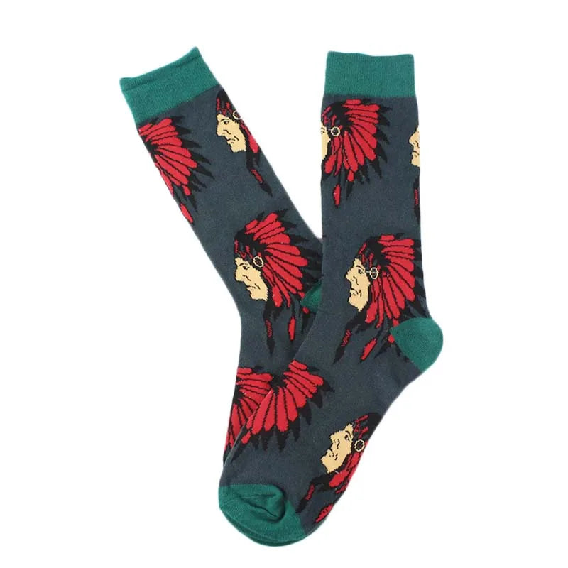 Happy Cool Harajuku Crew Mens Socks Hip Hop Street Big Size Funny Socks Men Skateboard Painting Calcetines Homme Divertidos Sox