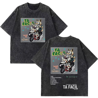 Rapper La Panter Lucho Rk Fashion Graphics Tees Men Women Casual T-shirt Short-sleeved Aesthetic Hip-hop Vintage Washed T-shirts