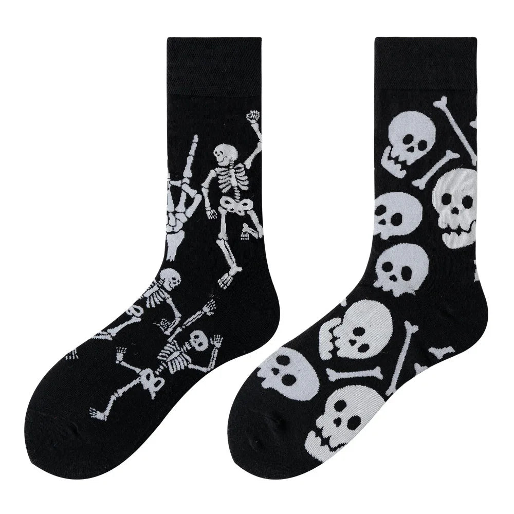 Hip-hop AB version asymmetric tide socks for men and women couples fashion trend popular jacquard cartoon long tube cotton socks
