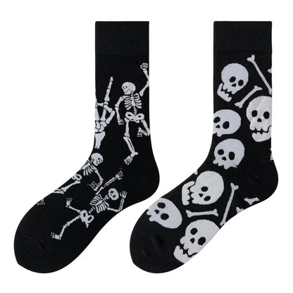 Hip-hop AB version asymmetric tide socks for men and women couples fashion trend popular jacquard cartoon long tube cotton socks