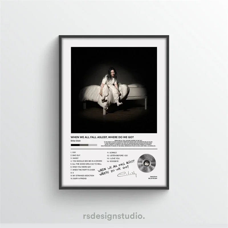 Rap Music Album Cover Happier Than Ever Poster Aesthetic Rapper Hip Hop Rock Canvas Wall Art Ideal for Room Decor