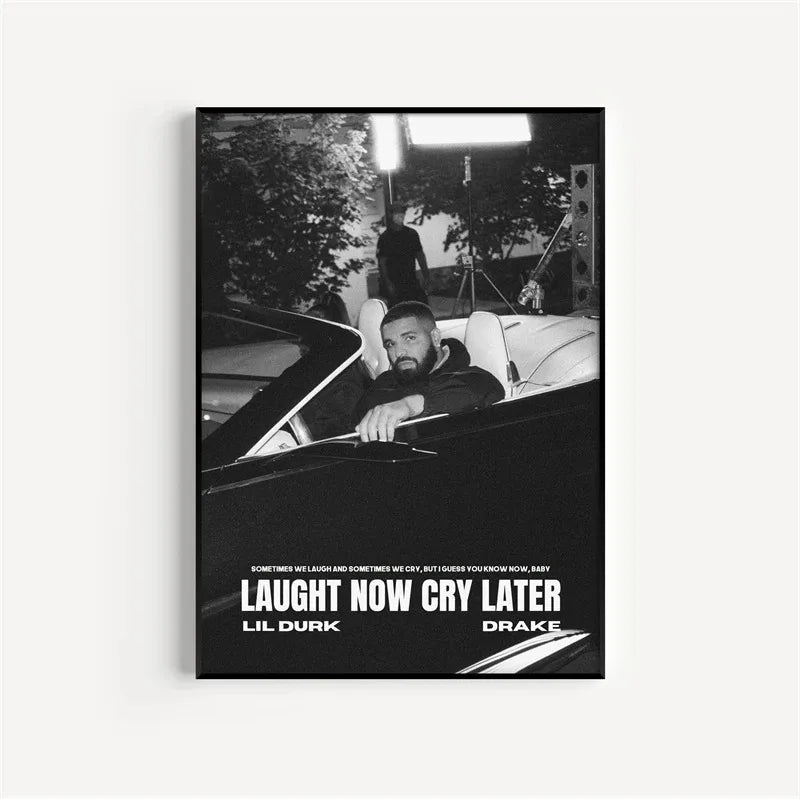 Black and White Drake Concert Cover Poster Aesthetic Pop Rapper Music Album for All the Dogs Canvas Print Wall Art Room Decor