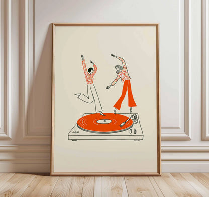 Modern Pop Record Player Music Posters DJ Hip Hop Dancing Couple Prints Canvas Painting Wall Art Pictures Home Living Room De