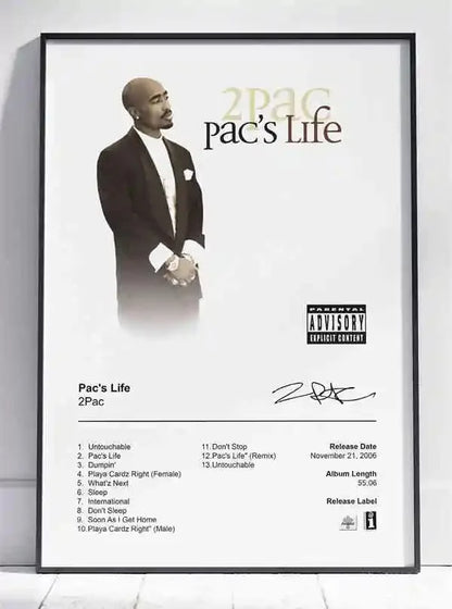 Black and White Pop Hip Hop Rapper 2PAC Posters Tupac Music Album Cover Aesthetic for Room Canvas Painting Art Wall Home Decor