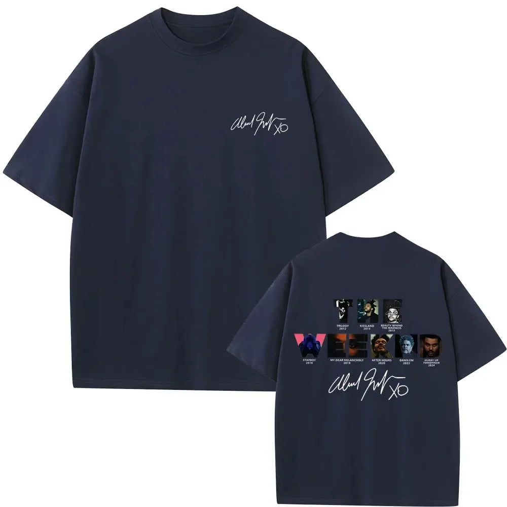 Rapper The Weeknd Music Album Cover Graphic T Shirt Men Women Hip Hop Fashion Oversized T-shirt Male Casual Cotton Retro Tshirt