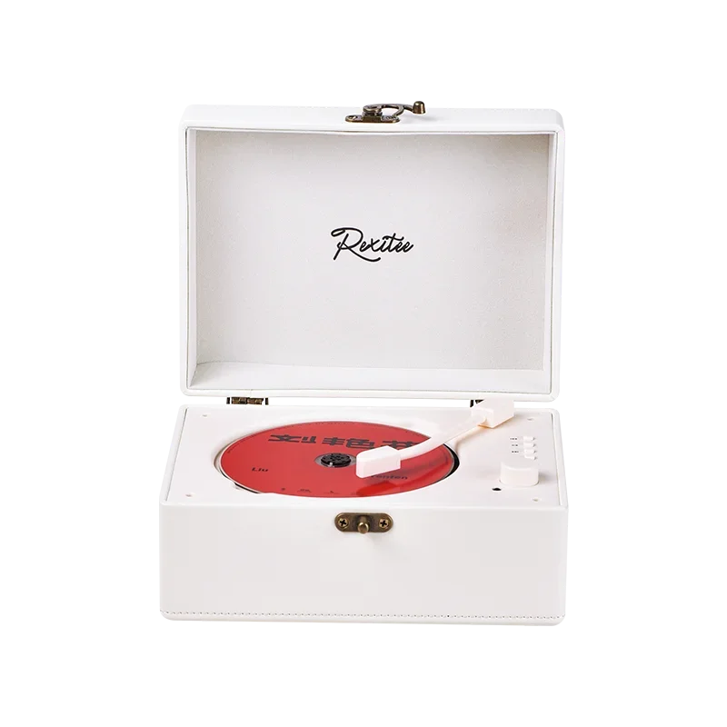 Vintage Leather CD Player Two-way Bluetooth 5.0 Built-in Speaker Portable Rechargeable CD Music Player USB Lossless Player