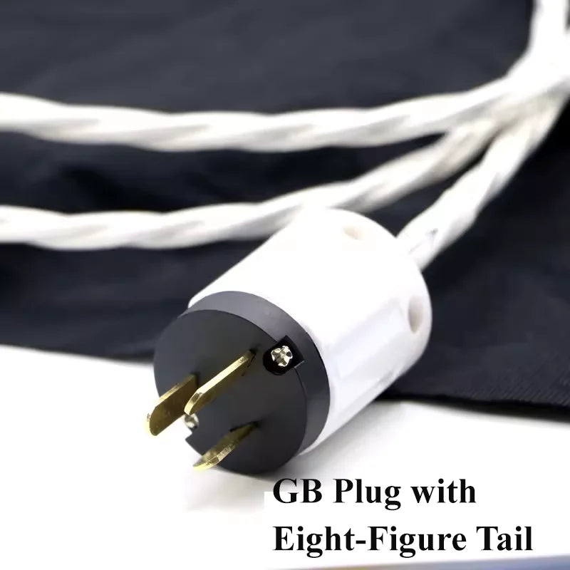 7NOCC Audiophile-grade audio power cord featuring single-crystal copper with silver plating and an mini8-shaped tail connector