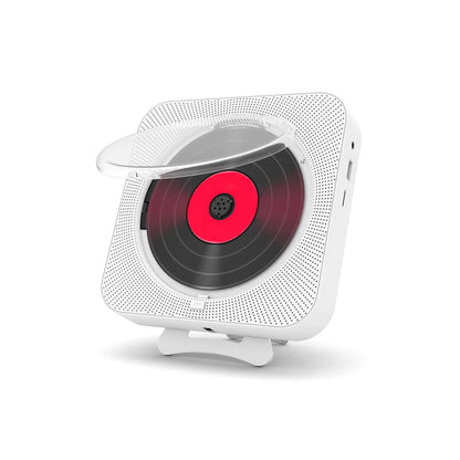 KC-909 Portable CD Player Built-in Speaker Stereo with Double 3.5mm Headphones Jack LED Screen Wall Mountable CD Music Player