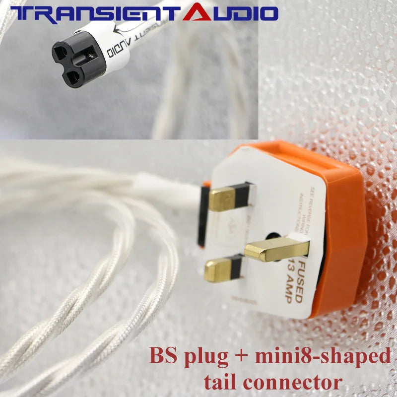 7NOCC Audiophile-grade audio power cord featuring single-crystal copper with silver plating and an mini8-shaped tail connector