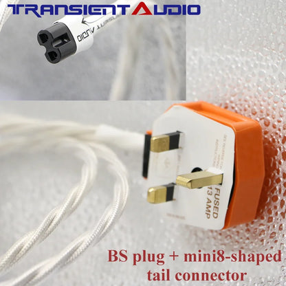 7NOCC Audiophile-grade audio power cord featuring single-crystal copper with silver plating and an mini8-shaped tail connector