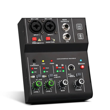 Professional TEYUN Q12M 2Channels Audio Mixer sound console mini USB Audio Interface card MIXER for PC Guitar Recording Studio