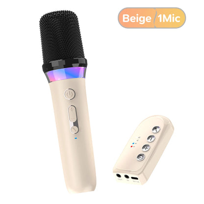 DS-K2 Karaoke Companion Bluetooth 5.3 Wireless Dynamic Microphones RGB Colorful Light Stereo DSP Mixer System For Wired Speaker