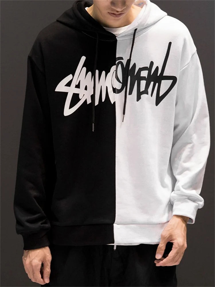 Harajuku Sweatshirt Men Fashion Clothing Streetwear Hip Hop Patchwork Sweatshirts Casual Clothes For Men 2023 Brand New y2k tops