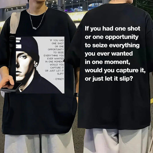 Rapper Eminem Music Album T Shirt World Tour Gift for Fan Graphic T-shirt Men Women Vintage Oversized classic Tshirts Streetwear
