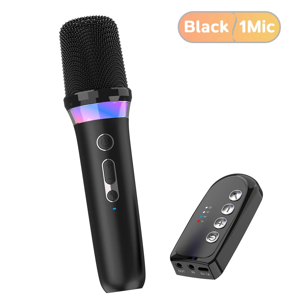 DS-K2 Karaoke Companion Bluetooth 5.3 Wireless Dynamic Microphones RGB Colorful Light Stereo DSP Mixer System For Wired Speaker