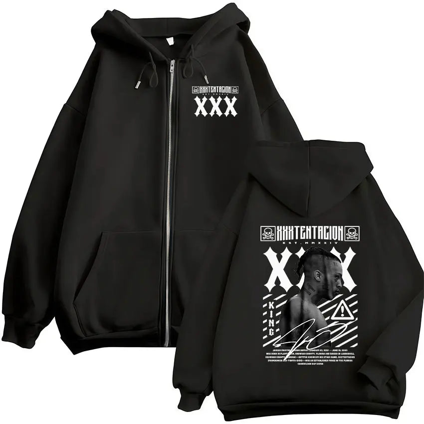 Rapper XXXTentacion Tour Album 2026 Zipper Hoodie Men's Vintage Long Sleeve Fashion Sweatshirt Man Hip Hop Clothing Coats Hooded