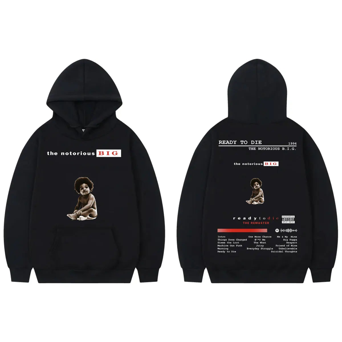Rapper The Notorious Big Hoodie Ready To Die Album Merch Pullovers Men's Women's Clothing Fashion Hip Hop Sweatshirts Streetwear