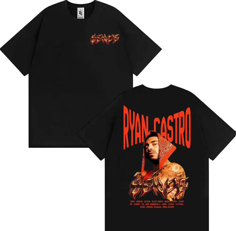 Rapper Ryan Castro Album Tour Graphic T Shirt Men Women Fashion Hip Hop Vintage T-shirts Cotton Casual Short Sleeve T-shirt Tops