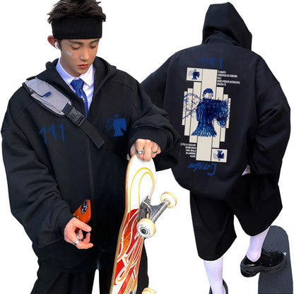Rapper Milo J 111 Album Graphic Zipper Hoodie Men Women Hip Hop Fashion Oversized Streetwear Unisex Vintage Casual Zip Up Jacket