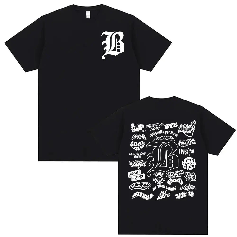 Rapper Beele Borondo Letters Printed TShirt Men's Clothing Oversized Hip Hop Classic T-shirts Harajuku Fashion Trending T Shirts