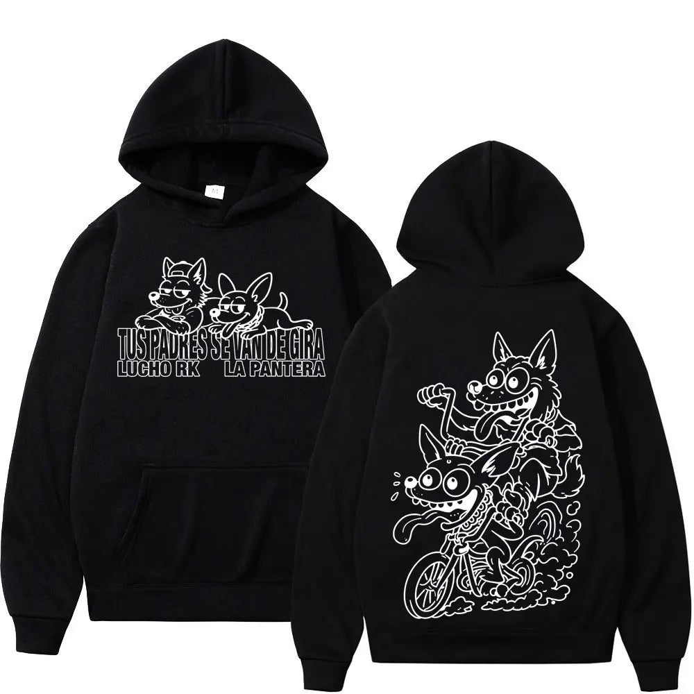 Rapper Lucho Rk La Pantera Ta Facil Album 2026 Tour Print Hoodie Men Women Gothic Punk Casual Sweatshirt Hip-hop Loose Pullover