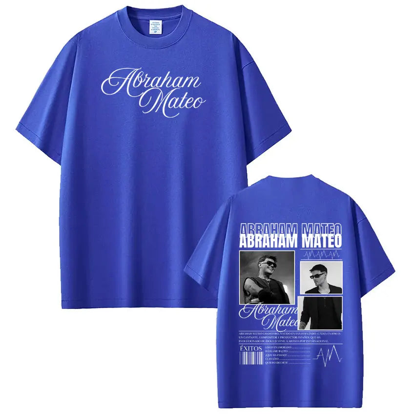 Rapper Abraham Mateo's Album 2026 Tour T-shirt Men's Women's Fashion Clothing T-shirs Short-sleeved 100% Cotton Hip-hop T-shirt