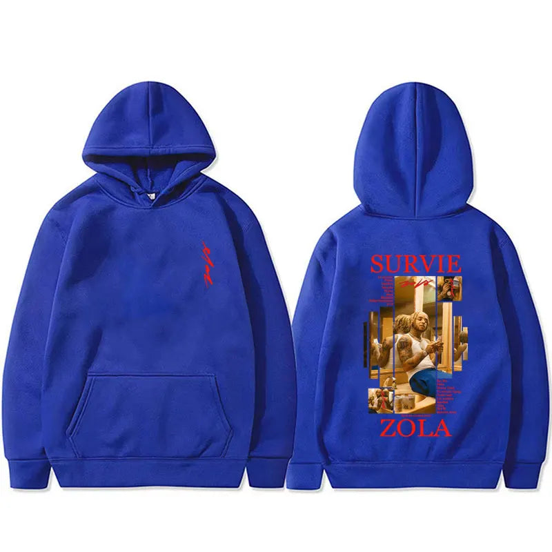Rapper Zola Survie Graphic Hoodie Male Casual Fleece Cotton Sweatshirt Men's Women's Hip Hop Fashion Pop Music Pullover Hoodies