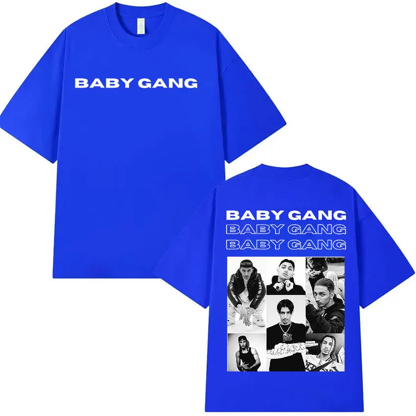Rapper Baby Gang Album 2025 Merch T Shirt Men's Retro Fashion Cotton Short Sleeve T-shirts Hip Hop Oversized T-shirt Streetwear