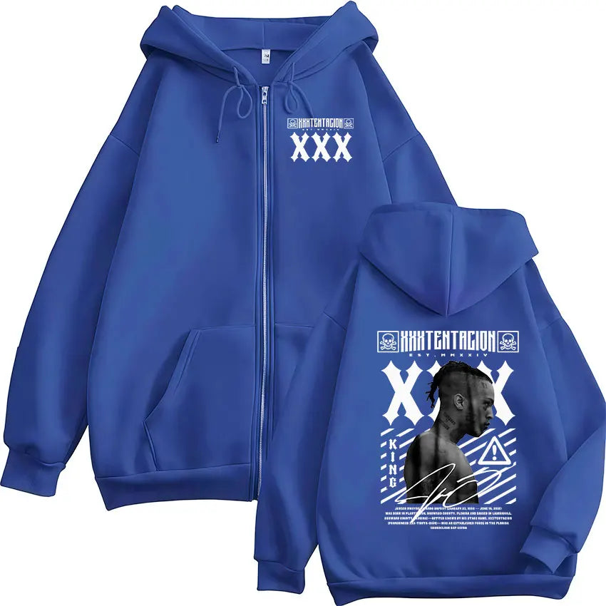 Rapper XXXTentacion Tour Album 2026 Zipper Hoodie Men's Vintage Long Sleeve Fashion Sweatshirt Man Hip Hop Clothing Coats Hooded