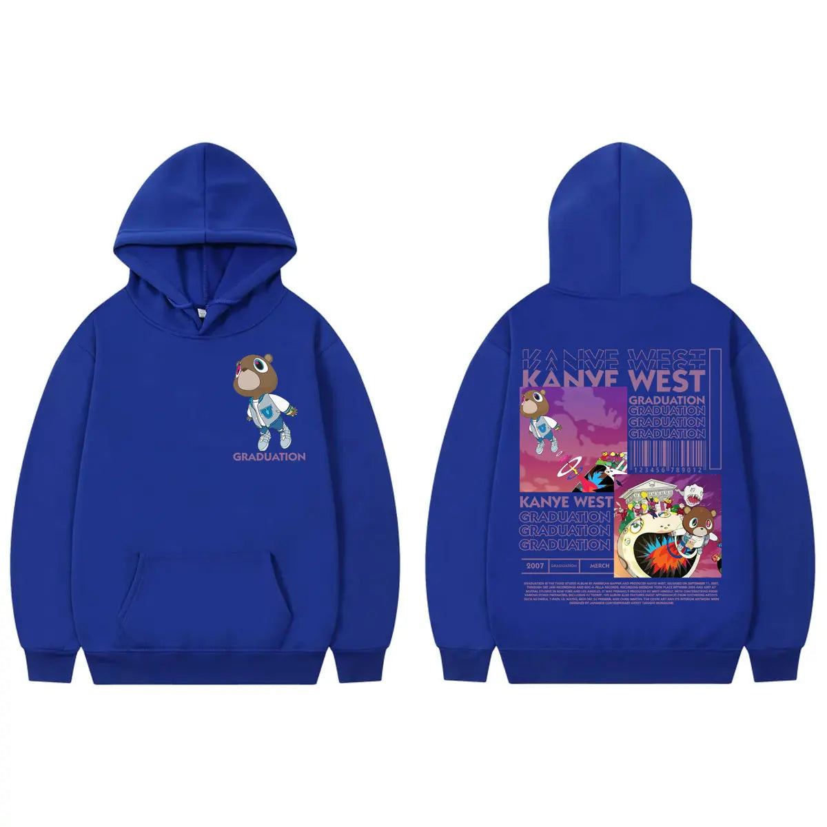 Rapper Kanye West Graduation Album Merch Hoodies Fashion Hip Hop Hooded Sweatshirts Men's Women's High Quality Fleece Pullovers