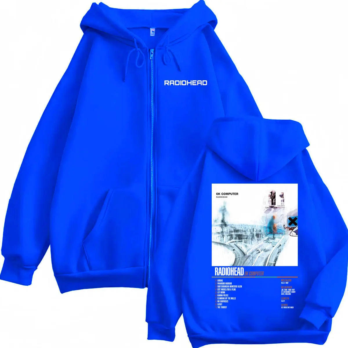 Radiohead Music Album Poster Graphic Zipper Hoodie Men's Women's Fashion Rock Zip Up Pullovers High Quality Fleece Sweatshirts