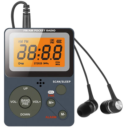 Digital Radio, FM/AM, 2 Band Stereo Music Receiver, Portable Pocket Radio with Headphones, LCD Screen, 2xAAA Dry Battery Powered