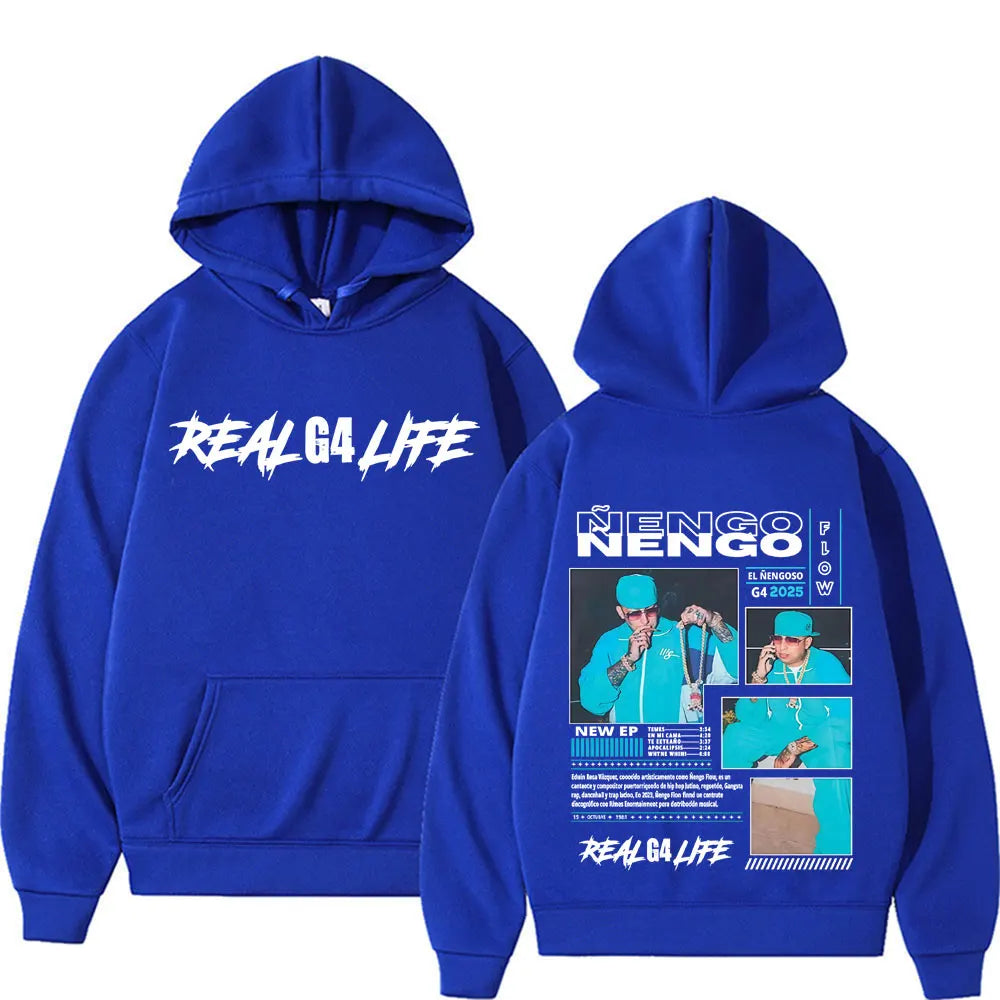 Rapper Nengo Flow Real G4 Life Album Tour 2025 Hoodie Men Clothing Hip Hop Long Sleeve Hoodies Unisex Fashion Casual Sweatshirts