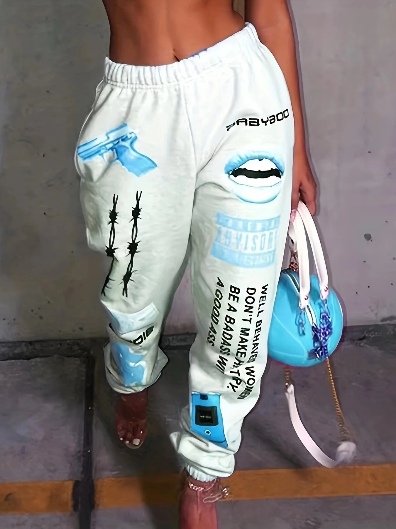 2025 New Summer Hip-hop Graphic Sweatpants Women's Jogger Trousers Harajuku High Waist Loose Casual Pants Sweatpants Women