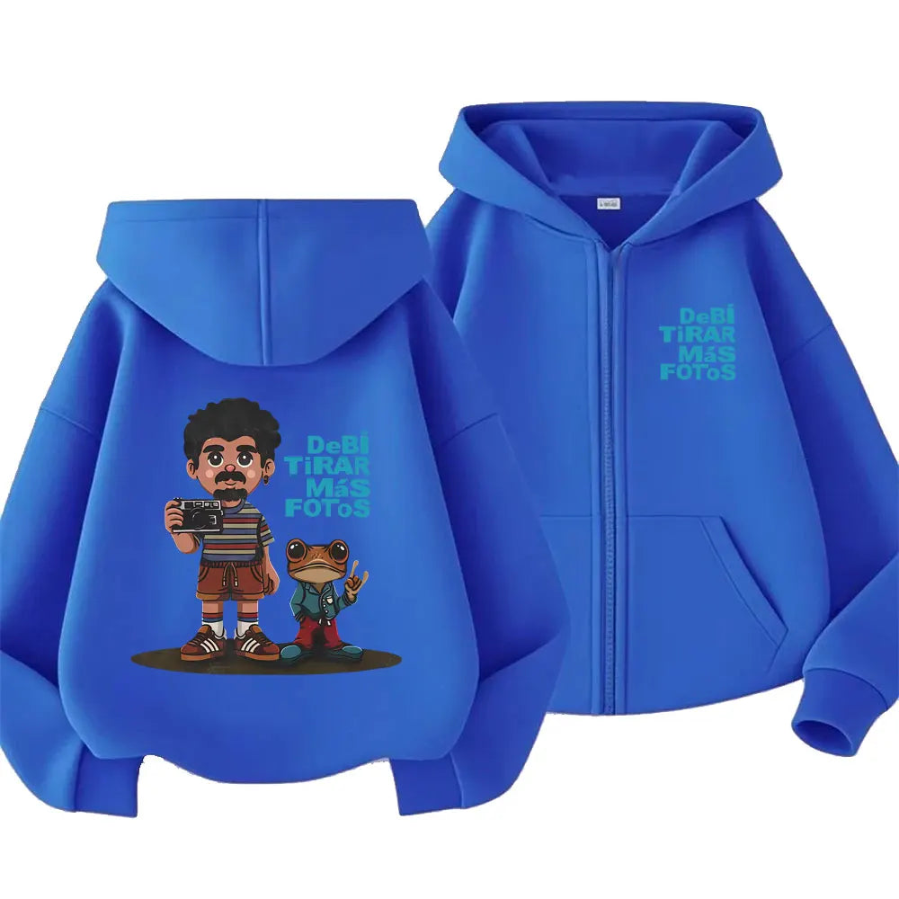 Rapper Bad Bunny Debi Tirar Mas Fotos DTMF Zipper Hoodie Men Women Hip Hop Fashion Pop Music Zip Up Jacket Oversized Streetwear