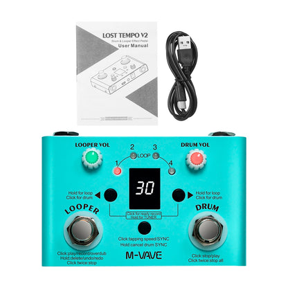 Double Footswitch Looper Pedal Looper M-VAVE LOST TEMPO Effect Pedal Drum & Looper Effector Mini 2-in-1 Looper & Drum Machine