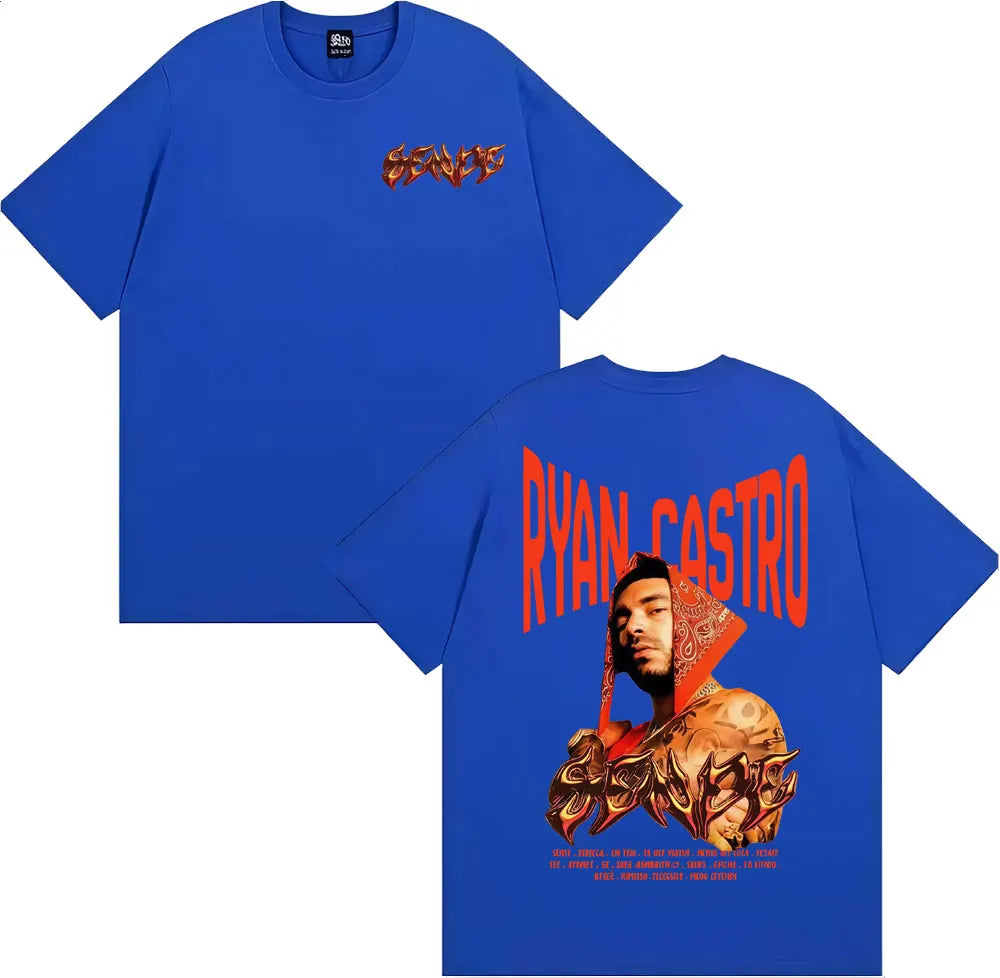 Rapper Ryan Castro Album Tour Graphic T Shirt Men Women Fashion Hip Hop Vintage T-shirts Cotton Casual Short Sleeve T-shirt Tops