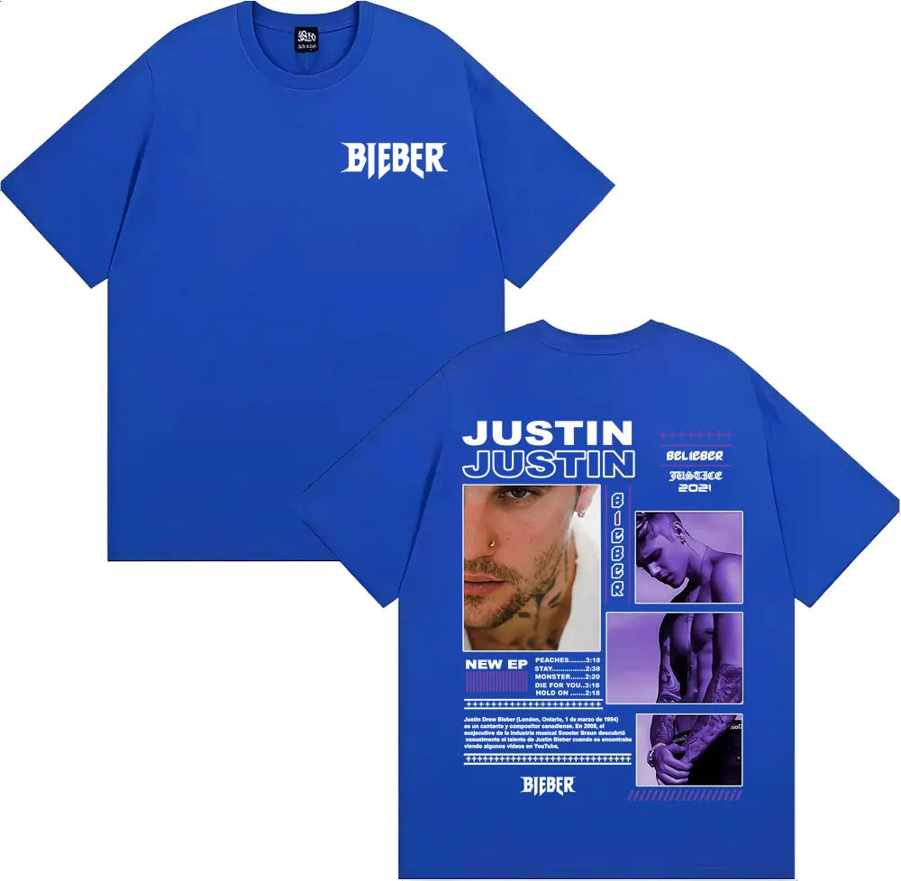 Rapper Justin Bieber Album Tour Cover T Shirt Men Women Fashion Hip Hop Pop Music T Shirts High Quality Cozy 100% Cotton T-shirt