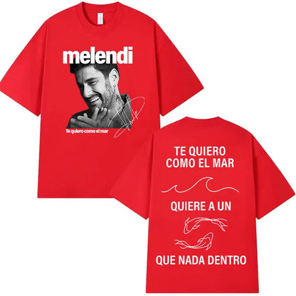 Rapper Melendi Tour Album Graphic T Shirt Men's Retro High Quality Cotton T-shirts Hip Hop Clothing Oversized T-shirt Streetwear