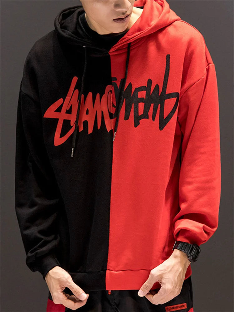 Harajuku Sweatshirt Men Fashion Clothing Streetwear Hip Hop Patchwork Sweatshirts Casual Clothes For Men 2023 Brand New y2k tops