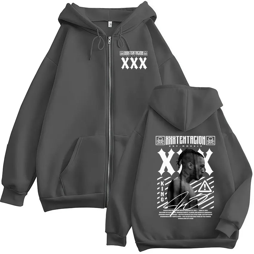 Rapper XXXTentacion Tour Album 2026 Zipper Hoodie Men's Vintage Long Sleeve Fashion Sweatshirt Man Hip Hop Clothing Coats Hooded