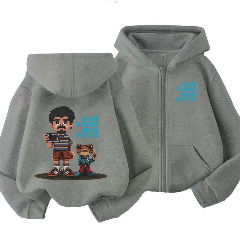 Rapper Bad Bunny Debi Tirar Mas Fotos DTMF Zipper Hoodie Men Women Hip Hop Fashion Pop Music Zip Up Jacket Oversized Streetwear