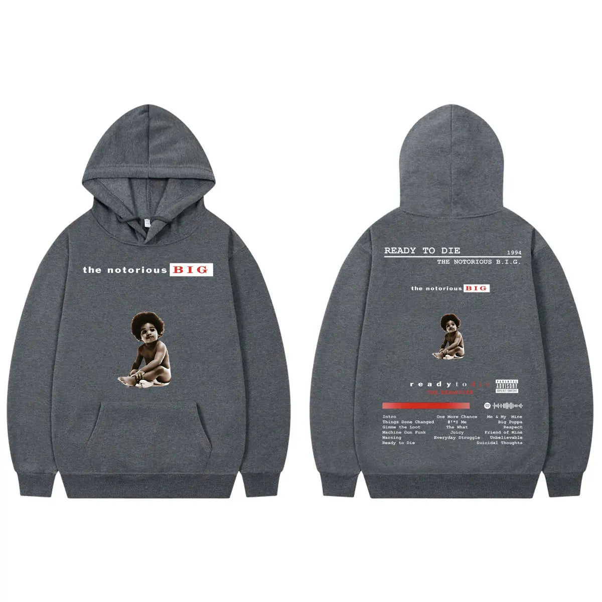 Rapper The Notorious Big Hoodie Ready To Die Album Merch Pullovers Men's Women's Clothing Fashion Hip Hop Sweatshirts Streetwear
