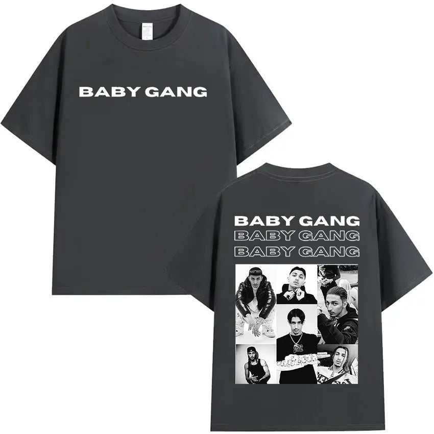 Rapper Baby Gang Album 2025 Merch T Shirt Men's Retro Fashion Cotton Short Sleeve T-shirts Hip Hop Oversized T-shirt Streetwear