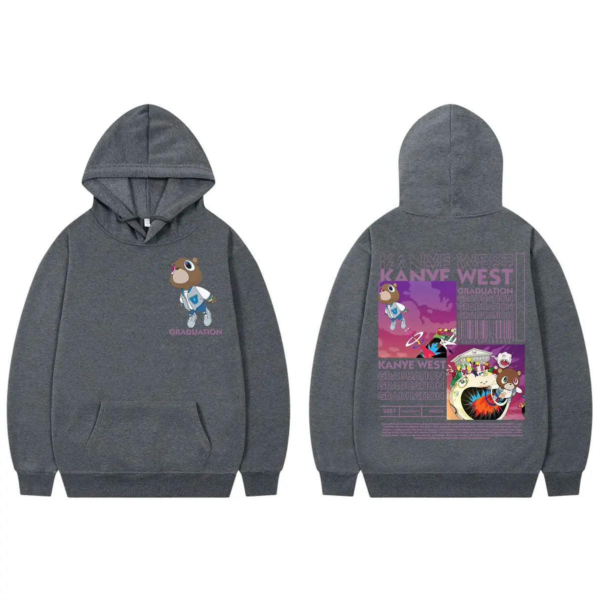 Rapper Kanye West Graduation Album Merch Hoodies Fashion Hip Hop Hooded Sweatshirts Men's Women's High Quality Fleece Pullovers
